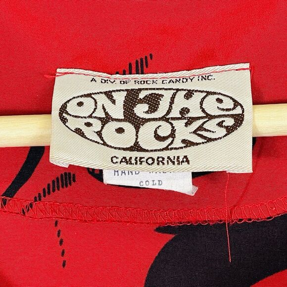 On The Rocks Vintage Red Black Graphic Print‎ 80s Secretary Dress Womens 7 8 - Picture 8 of 13